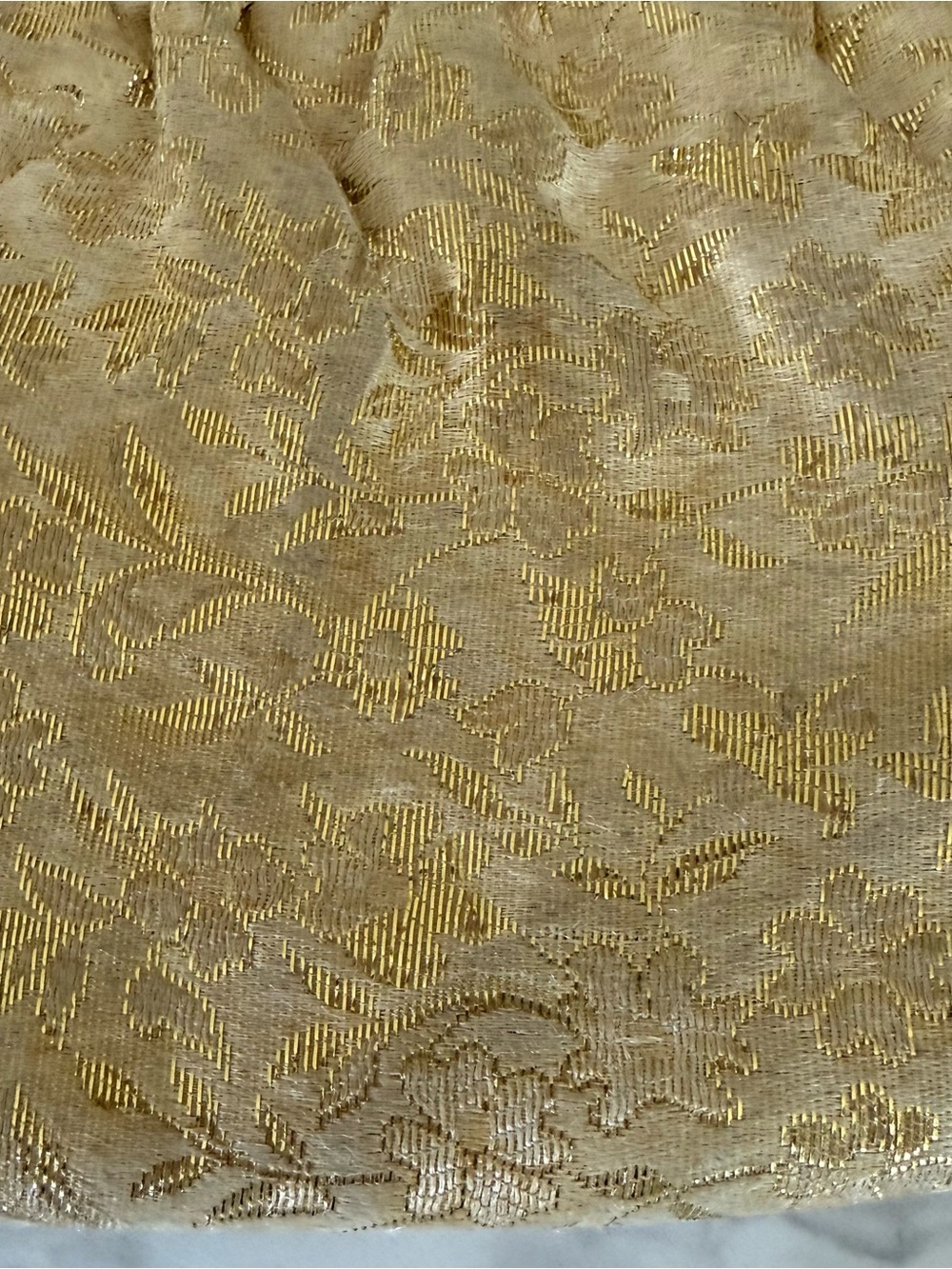 Gold Jacquard Pearl-Clasp Evening Clutch - Picture 2 of 7